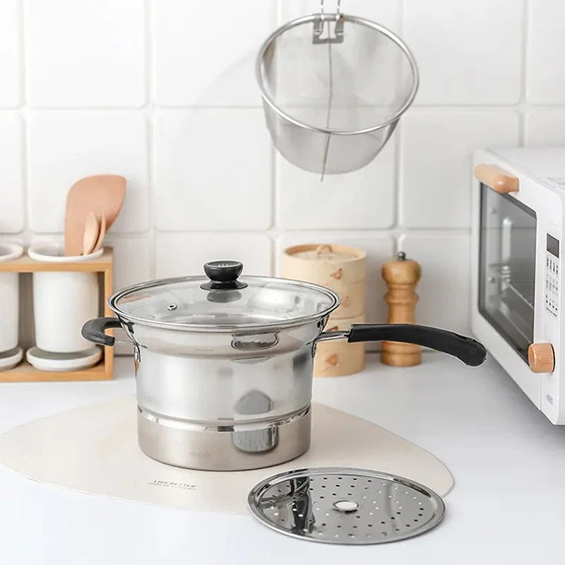 Stainless Steel Fryer Pot With Strainer Basket And Handle Portable Multi-functional Deep Frying Pot For French Fries Seafood