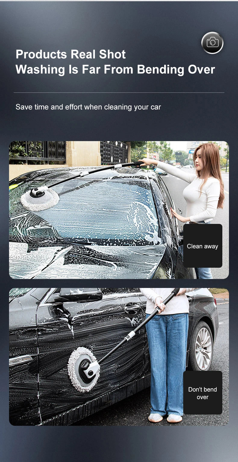 Universal Car Wash Brush Car Cleaning Brush Telescoping Long Handle Mop Chenille Broom Dual Brush Heads Auto Accessories