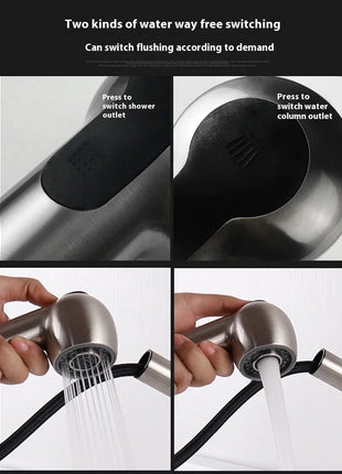 Modern Electric Faucet Brass Stainless Steel Pull-Out Wash Basin Hot Cold Water Basin Tap Touch Control for Household Bathroom