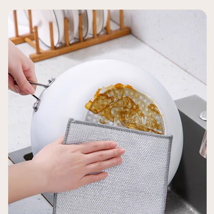 Lot de 10/20 torchons de nettoyage en fil d'argent, microfibre épaisse, éponge intégrée