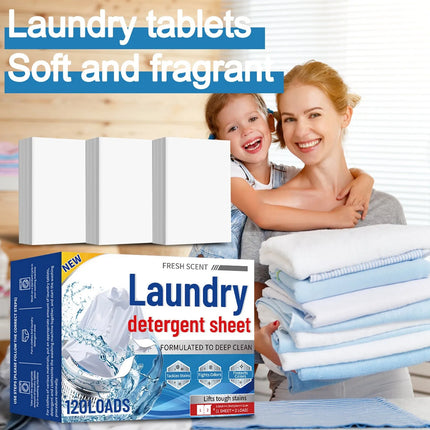 New！Portable Laundry Tablets Concentrated Stain Removal Instant Bubble Tablets Fresh Linen Scent Household Laundry Paper