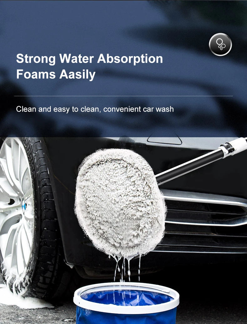 Universal Car Wash Brush Car Cleaning Brush Telescoping Long Handle Mop Chenille Broom Dual Brush Heads Auto Accessories