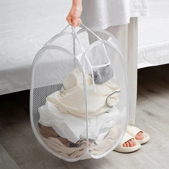 Panier à linge sale grande capacité, en maille, ventilé, pliable, portable - E-menage