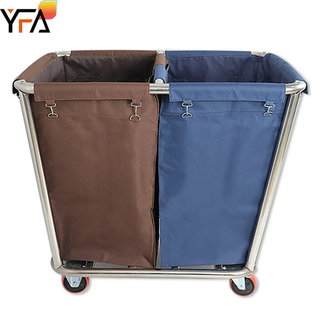 Restaurant Large Capacity Wet and Dry Linen Trolleys for Hospital With Wheels Hotel Trolley Dirty Laundry Basket Cart - E-menage