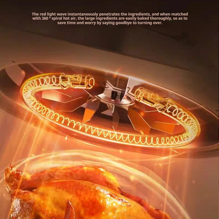 Friteuse à air chaud 1200 W avec panier en verre transparent - Four multifonction sans retournement, poignée isolante, 8 modes de cuisson, usage domestique