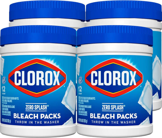 Clorox Zero Splash – Sachets de Javel Solide Pré-dosés, Lot de 12 | Blanchiment Puissant, Zéro Éclaboussure, Nettoyage Multi-Surfaces & Linge Plus Blanc – Marque NoEnName_Null