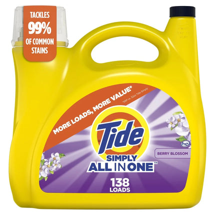 All-in-One Liquid Laundry Detergent Tough on Stains and Odors 138 Loads Berry Blossom Scent Works in All Machines