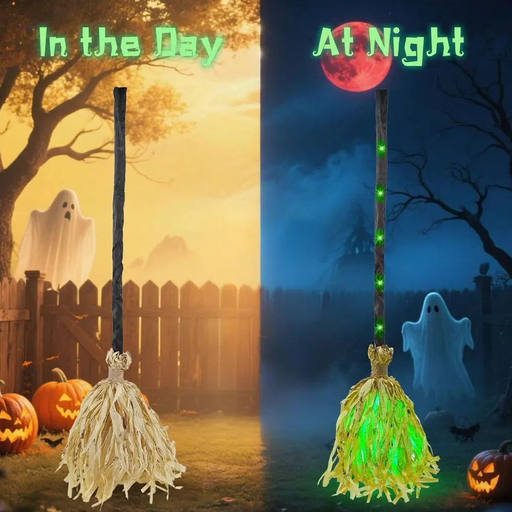 Floating Witch's Brooms Bendable Witches Brooms For Halloween Decor Animated Lights Up Moving Broomstick With Spookys Sounds