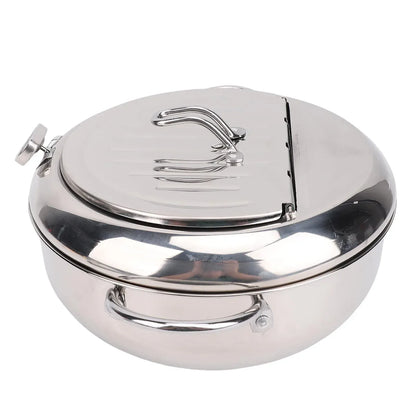 Frying Pot 3.2L Double Ear 201 Stainless Steel  Fryer Pot with Oil Drip Drainer Rack Thermometer for Tempura 3.2L Frying Pot