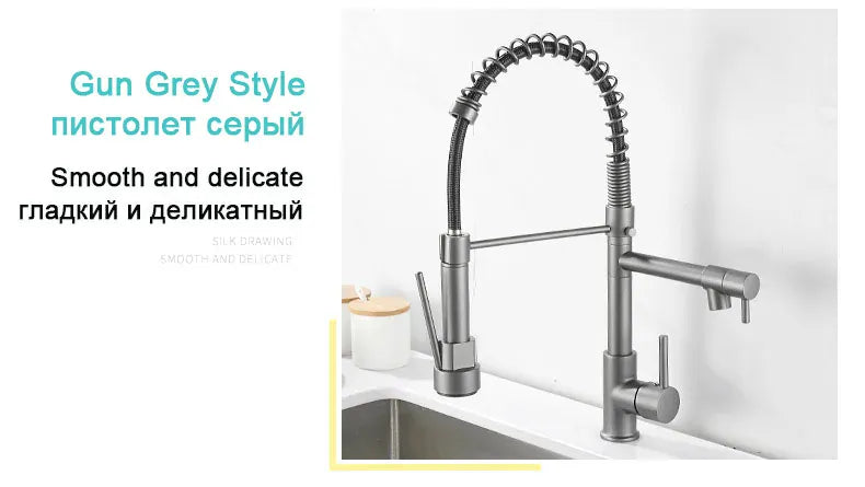GEGVE Kitchen Faucets Removable taps Brush Brass faucet Water hydrant robinet for kitchen accessories Pull Out Spout Hot Cold