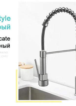 GEGVE Kitchen Faucets Removable taps Brush Brass faucet Water hydrant robinet for kitchen accessories Pull Out Spout Hot Cold