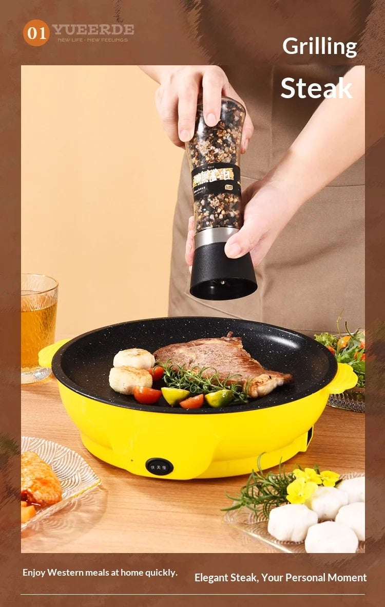 Electric MultiCooker Electric Frying Pan 220V Househould Barbecue Fried Steak Fish Omelette Frying Pan Non-stick Cooking Machine