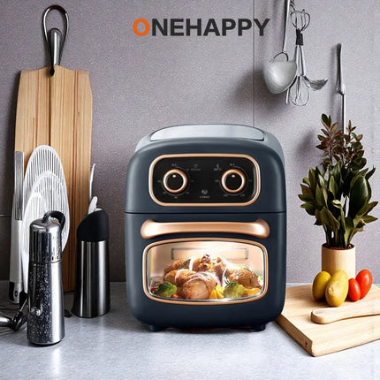 Visual Air Fryer Oven, 1500W Oil-Free Electric Cooker with Non-Stick Basket & Independent Knobs, Even Heating for Roast【7L】