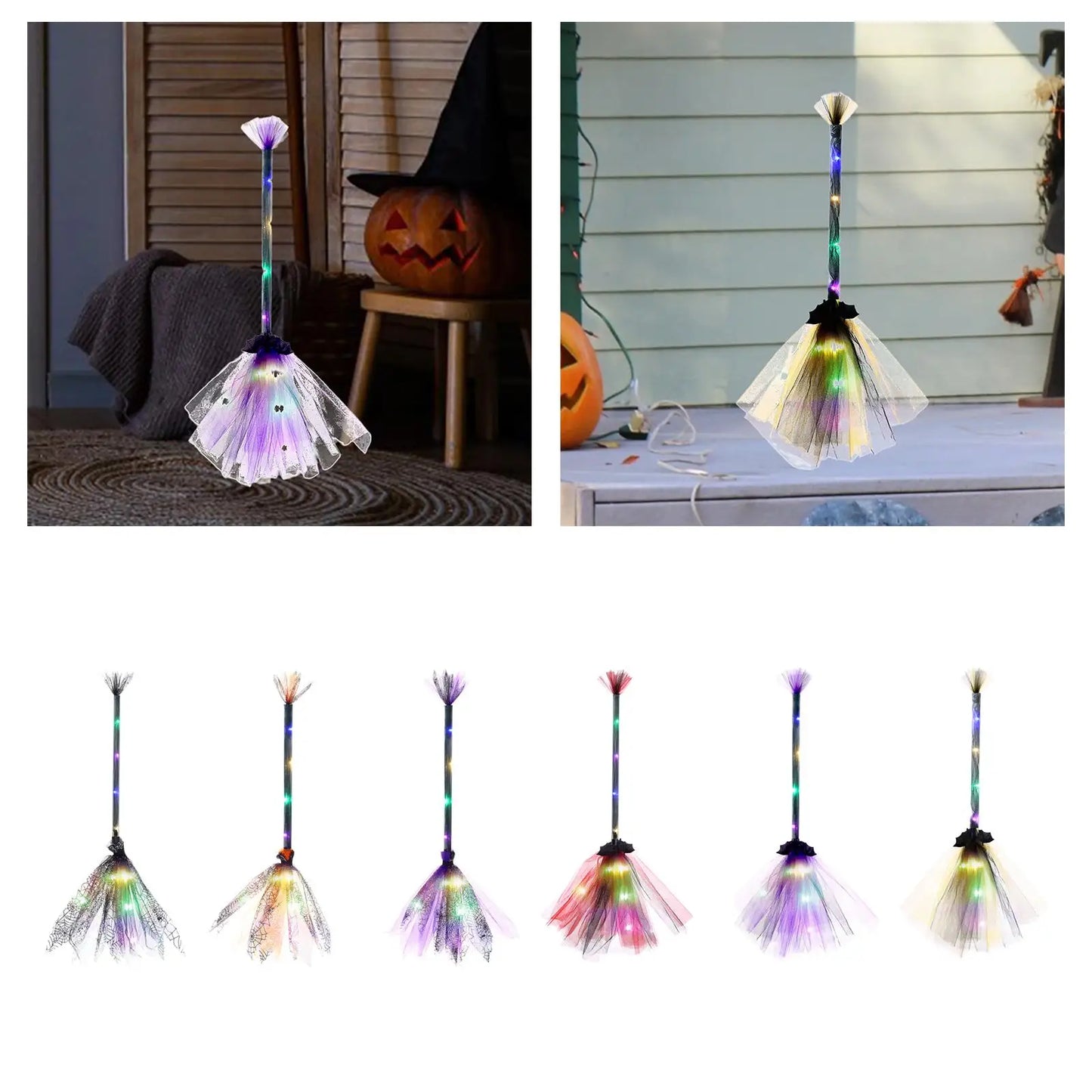 Enchanting LED Witch Broom – Magical Halloween Party Prop