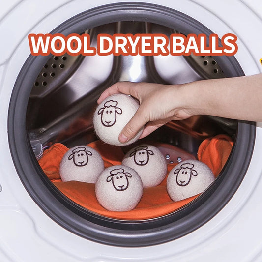 Boules de séchage en laine 7 cm, réutilisables, adoucissantes pour le linge - E-menage