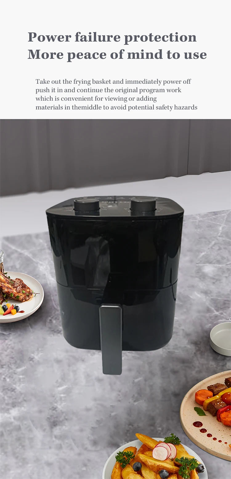 8L Stainless Steel Air Fryer Without Oil Digital Mechanical Control Oil Free Cooker Air Fryer
