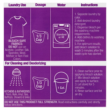 Eau de Javel Anti-Éclaboussures à la Lavande – 2,3 L | Nettoyant Multi-Surfaces & Blanchissant Puissant | Désinfectant & Détachant pour le Linge – Formule Concentrée, Facile à Verser