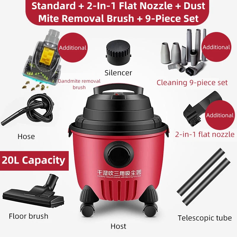 Multifunctional Vacuum Cleaner Handheld Bucket Vacuum Cleaner Dust Collector Strong Suction Wet And Dry Blowing Three-Purpose Va