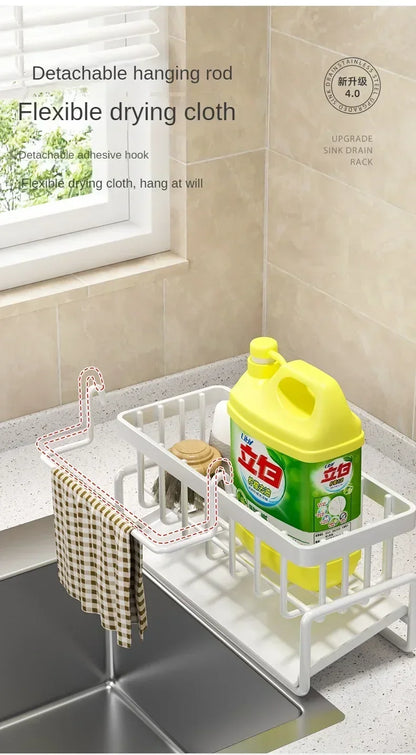 Multifunctional Sponge Rack Drainer Kitchen Shelf Sink Rag Dishwashing Detergent Dishcloth Organiser  kitchen organizer storage