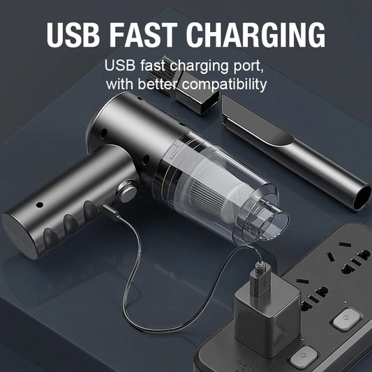 Portable Car Vacuum Cleaner Small Size with 3 Detachable Heads TYPE-C Charging Compact Car Cleaning Tool Easy Storage