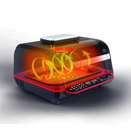 Friteuse à air chaud électrique 7L à double cuve avec minuterie et commandes mécaniques, sans huile