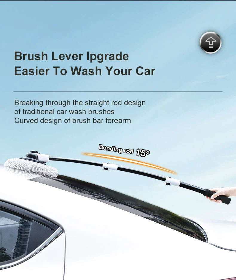 Universal Car Wash Brush Car Cleaning Brush Telescoping Long Handle Mop Chenille Broom Dual Brush Heads Auto Accessories