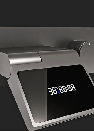 Luxury gun gray brass wall mounted bathroom faucet with LED digital display Single handle hot & cold water embedded bathroom Tap