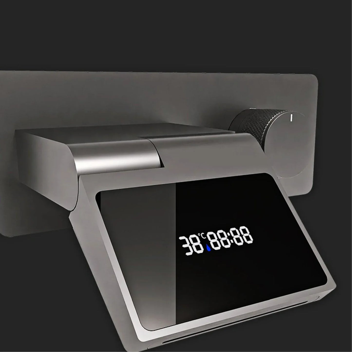 Luxury gun gray brass wall mounted bathroom faucet with LED digital display Single handle hot & cold water embedded bathroom Tap