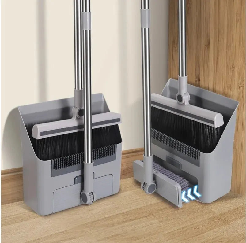 Broom Dustpan Floor Brush Set Indoor Non-stick Hair Long Handle Thickened Broom With Stand Up Dustpan Combo Set Home Clean Tools