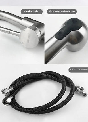 Modern Electric Faucet Brass Stainless Steel Pull-Out Wash Basin Hot Cold Water Basin Tap Touch Control for Household Bathroom