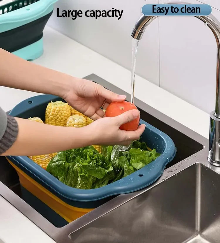 Passoire pliable en silicone pour fruits et légumes, égouttoir à vaisselle, outil de rangement de cuisine