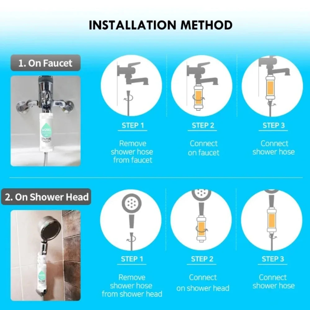 3 in 1 Shower Filter Remove Chlorine Soften Skin Hair Universal Fit All Shower Heads Bathroom Water Purifier Family Safe