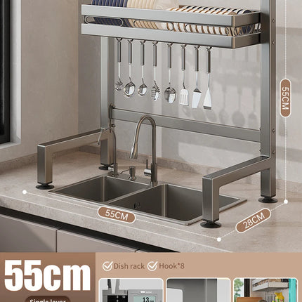 Égouttoir à vaisselle double couche pour évier de cuisine, étagère de rangement pour vaisselle, égouttoir multifonctionnel, accessoires de rangement pour plan de travail