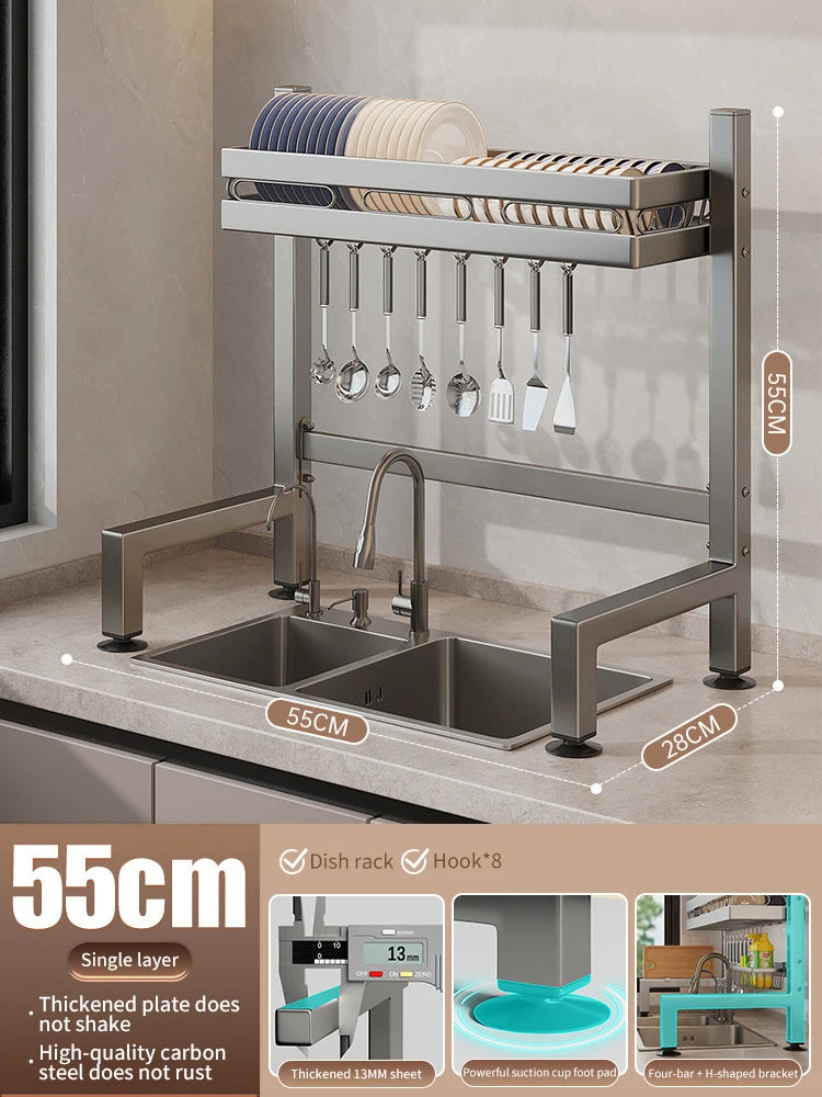 Kitchen Sink Dishwashing Double Layers Tablewares Storage Shelf Multi-functional Dish Drainer Countertop Organizer Accessories