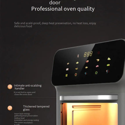 Friteuse à air chaud multifonctionnelle de grande capacité pour la maison, avec écran tactile et affichage visuel.
