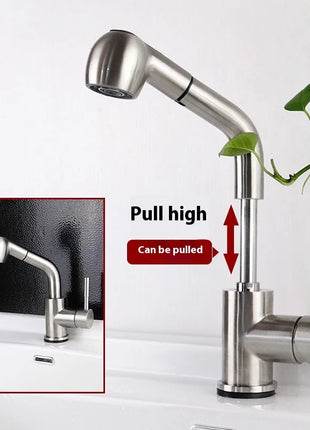 Modern Electric Faucet Brass Stainless Steel Pull-Out Wash Basin Hot Cold Water Basin Tap Touch Control for Household Bathroom