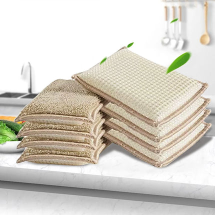 Lot de 6 éponges à vaisselle en bambou naturel