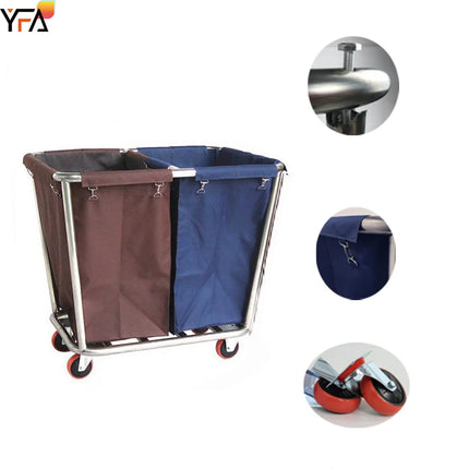 Restaurant Large Capacity Wet and Dry Linen Trolleys for Hospital With Wheels Hotel Trolley Dirty Laundry Basket Cart - E-menage