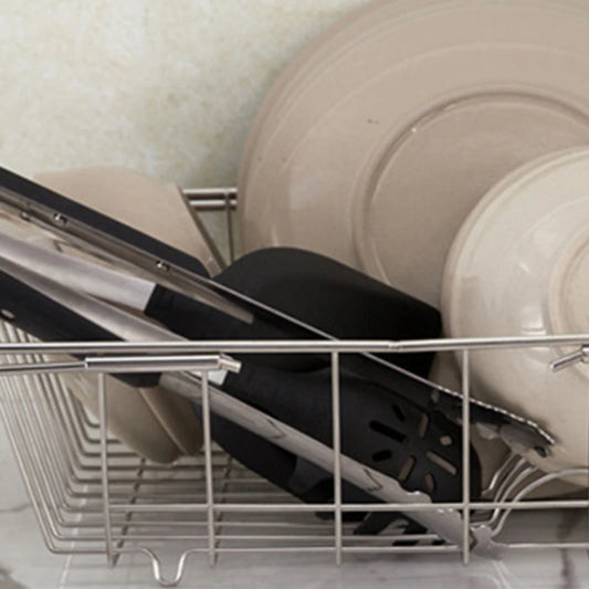 Expandable Dish Drying Rack Over The Sink,Kitchen Stainless Steel Dish Drainer In Sink Or On Counterabkw