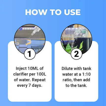 Nettoyant pour eau d’aquarium – 100 ml | Clarifiant puissant anti-algues | Purificateur d’eau pour poissons – Élimine boues, taches et impuretés | Agent d’entretien écologique pour aquarium propre