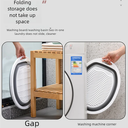 Bassine à linge pliable avec planche à laver