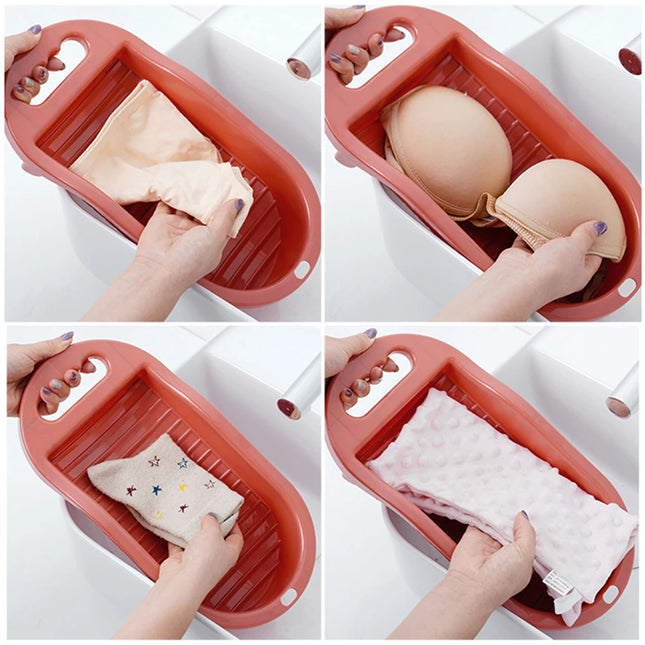 Multi-Purpose Laundry Scrub Board Mini Laundry Board For Hand Wash Clothes For Household Camping Underwear Socks Washboard - E-menage