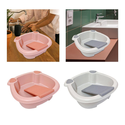 Washing Clothes Bucket Hand Wash Board Washboard Basin Wash Tub with Washboard for Hand Wash Clothes Underwear Blouses Home - E-menage