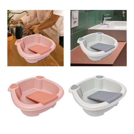 Washing Clothes Bucket Hand Wash Board Washboard Basin Wash Tub with Washboard for Hand Wash Clothes Underwear Blouses Home - E-menage