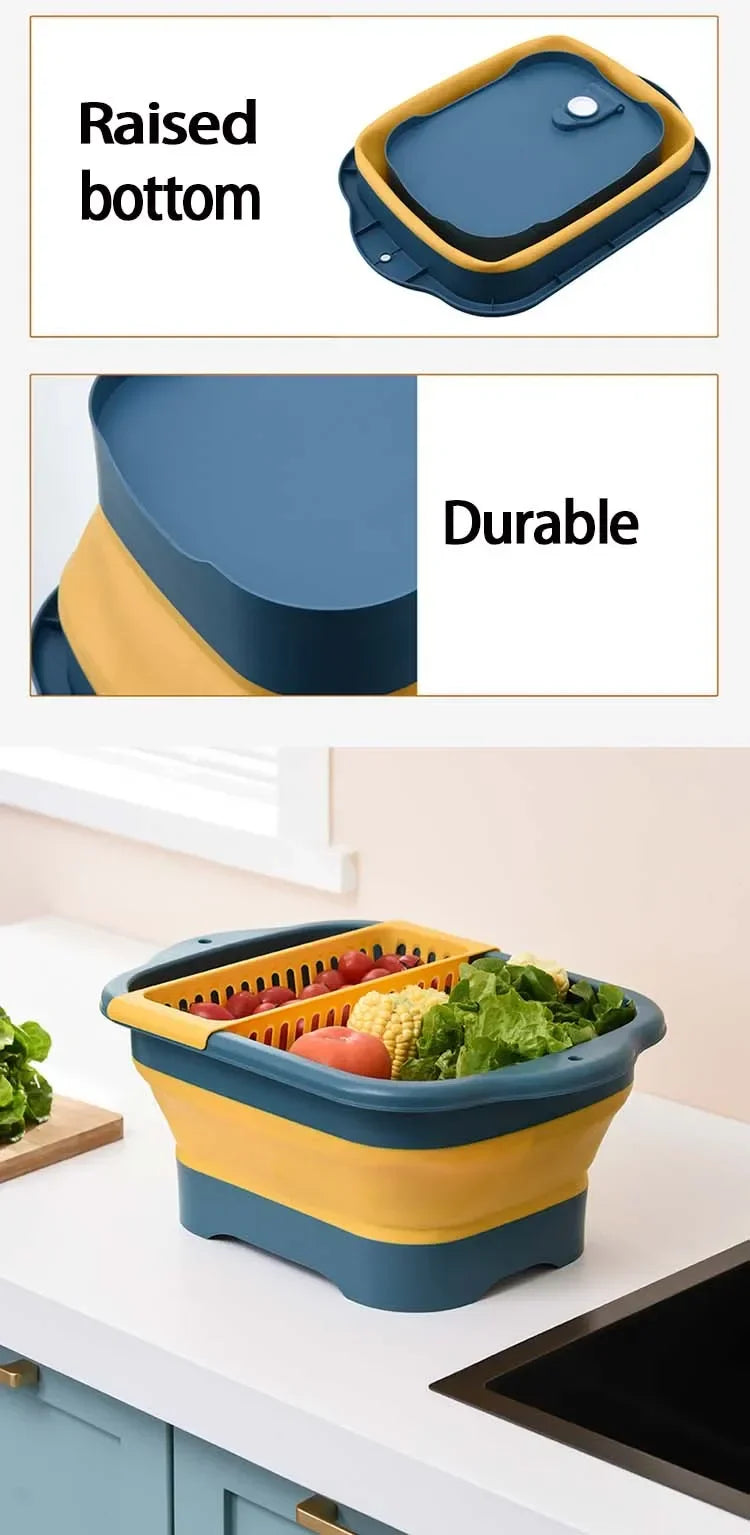 Passoire pliable en silicone pour fruits et légumes, égouttoir à vaisselle, outil de rangement de cuisine