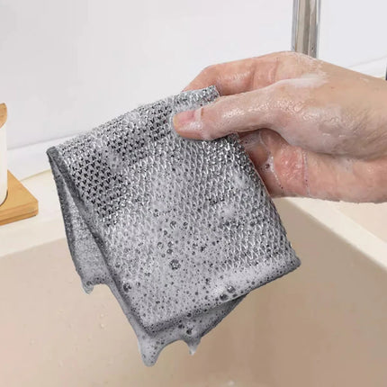 Lot de 10/20 torchons de nettoyage en fil d'argent, microfibre épaisse, éponge intégrée