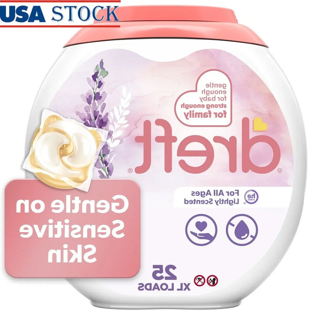 Hypoallergenic Baby Laundry Detergent Pacs XL 25 Count Sensitive Skin Light Lavender Scent Stain Removal Odor Fighter Gentle