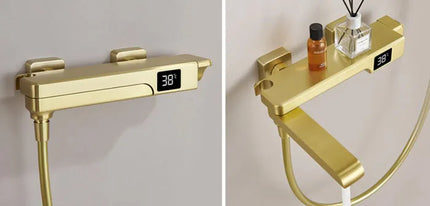 Robinet de baignoire en laiton, mitigeur de douche, robinet de salle de bain avec affichage numérique Crane et bec cascade.