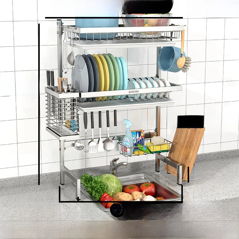 Stainl Steel 304 Kitchen Sink Di Drainer Ra Multi-Function Storage Plate Holder for Diwaing Pool above Countertop
