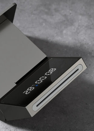 Luxury gun gray brass wall mounted bathroom faucet with LED digital display Single handle hot & cold water embedded bathroom Tap